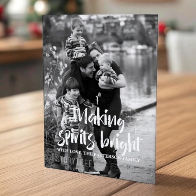 Ivory Starry Making Spirits Bright Holiday Photo (Ivory Starry Making Spirits Bright Holiday Photo Postcard)
