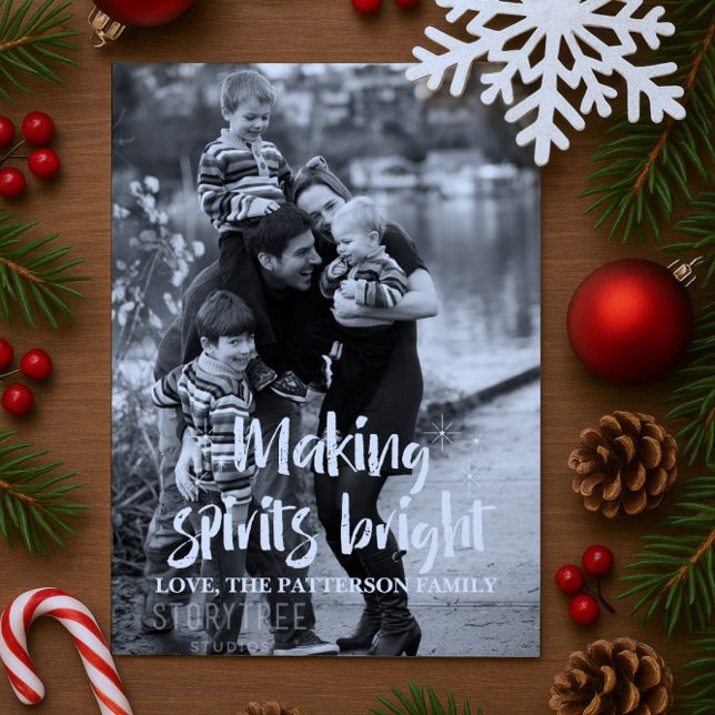 Ivory Starry Making Spirits Bright Holiday Photo (Ivory Starry Making Spirits Bright Holiday Photo Card)