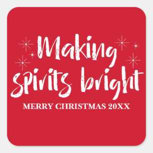 Ivory Starry Making Spirits Bright Holiday Square Sticker