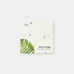 IVORY STONE WATERCOLOR GREEN MONSTERA LEAF FOLIAGE POST-IT NOTES