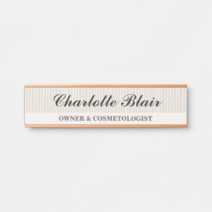 Ivory Striped Elegant Door Sign