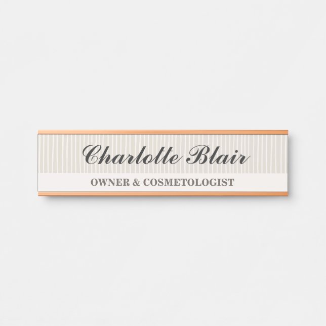 Ivory Striped Elegant Door Sign (Front)