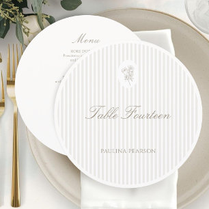 Ivory Stripes Minimalist Botanical Wedding Menu