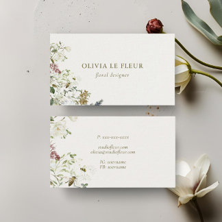 Ivory | Stylish Minimal Botanical  Business Card