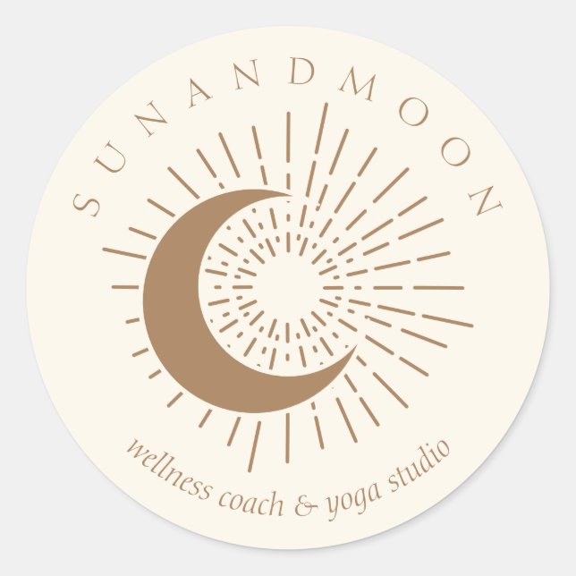 Ivory Sun Moon Spiritual Solar Energy Healing Classic Round Sticker (Front)