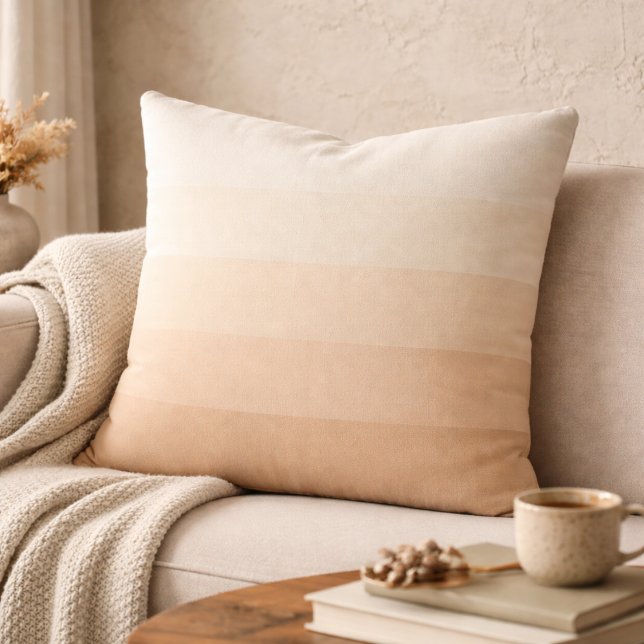 Ivory Sunrise Fade Throw Pillow (Ivory sunrise gradient in layered beige and cream for a soft modern space)