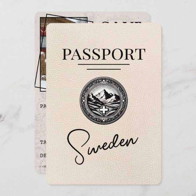 Ivory Sweden Passport Save The Date (Front/Back)