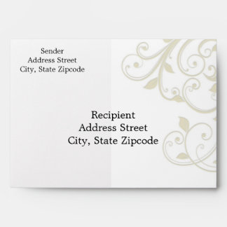 Ivory Swirls on White Envelope