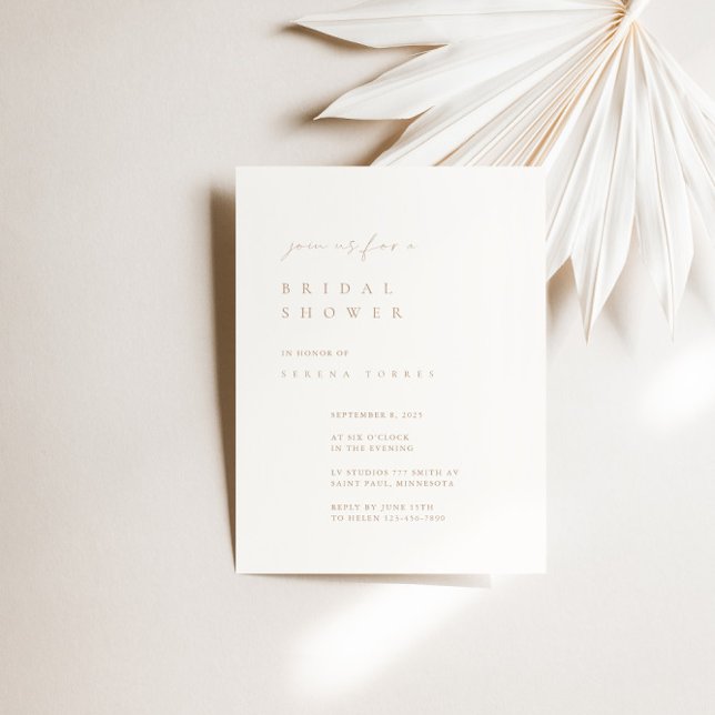 Ivory & Tan Minimalist Bridal Shower Invitation (Creator Uploaded)