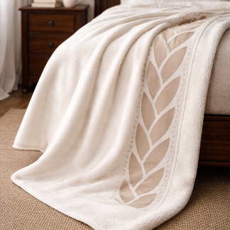 Ivory Taupe Braid Sherpa Blanket