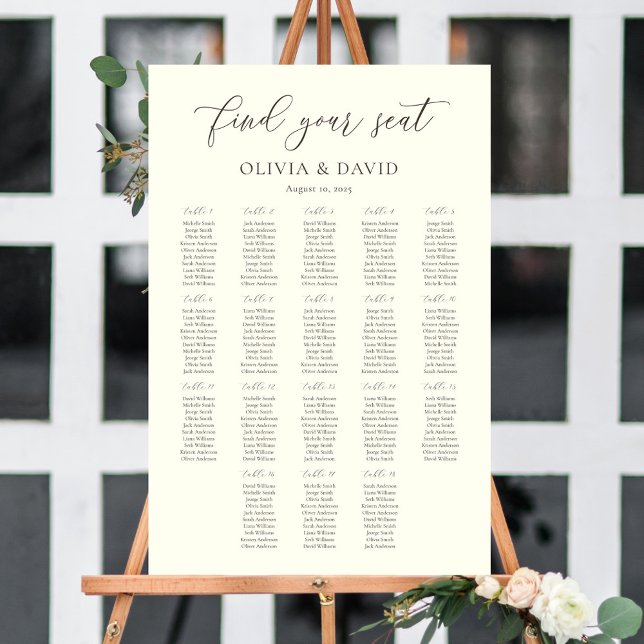 Ivory & Taupe Colour Script 18 tables Seating Char Poster (Creator Uploaded)