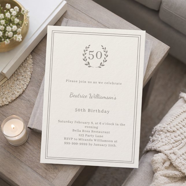 Ivory taupe monogram minimalist elegant luxury invitation (Creator Uploaded)