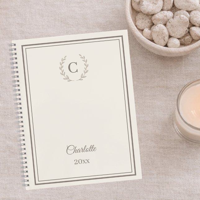 Ivory taupe Monogram Personalised Quiet Luxury Notebook (Creator Uploaded)