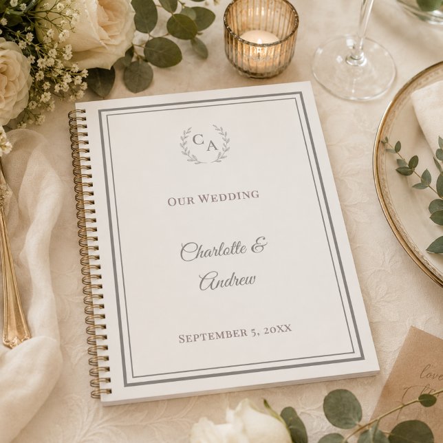 Ivory taupe monogrammed wedding planner (Creator Uploaded)