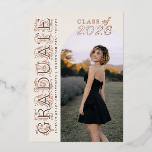 Ivory Taupe Photo Graduation Rose Gold
