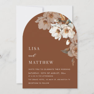 Ivory Terracotta Flowers Casual Wedding Invitation