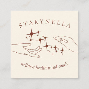 Ivory Terracotta Stars Energy Hands Reiki Therapy Square Business Card