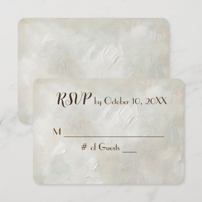 Ivory Texture Wedding RSVP (Front/Back)