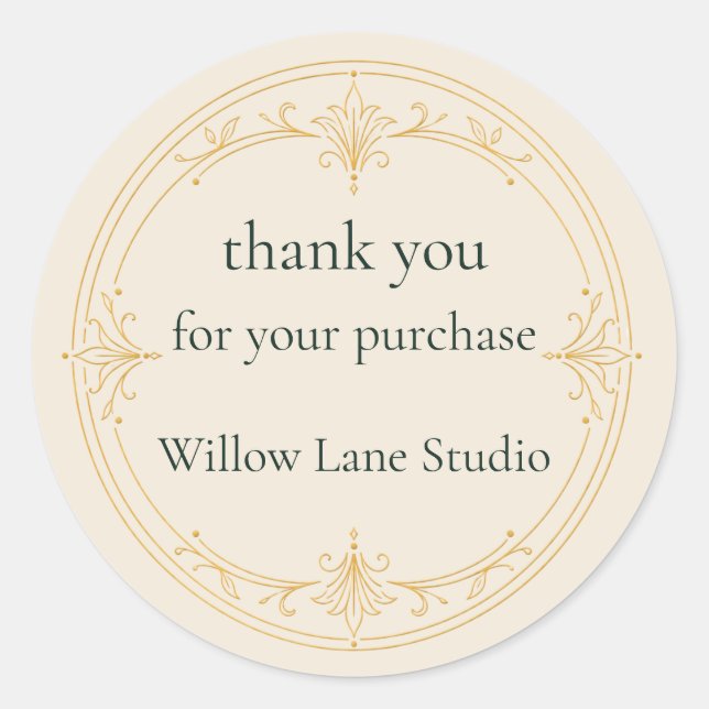 Ivory Thank You for Your Purchase Sticker (Front)