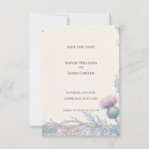 Ivory Thistle Wildflower Save the Date Card