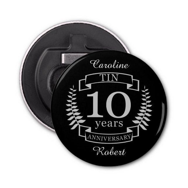 Ivory Traditional wedding anniversary 10 years Bottle Opener (Front)