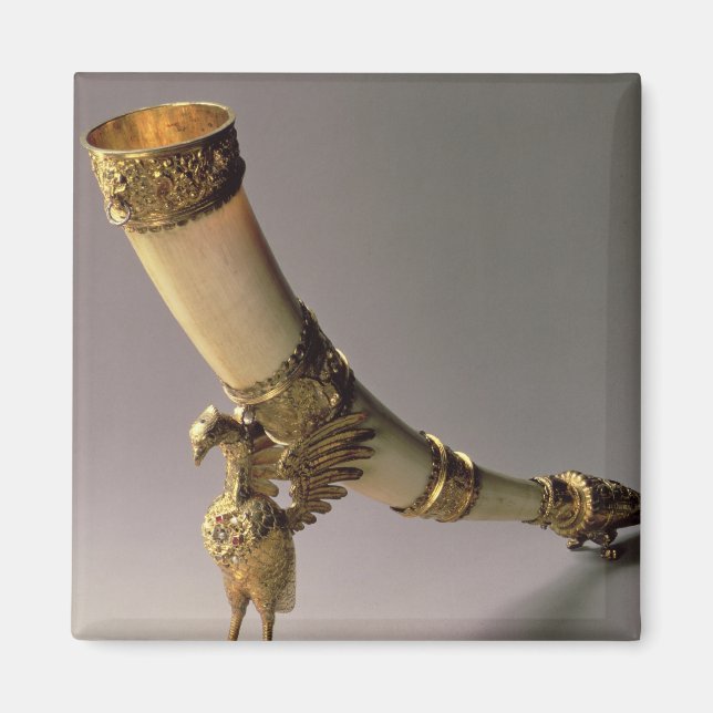 Ivory tusk drinking horn with silver-gilt mounts magnet (Front)