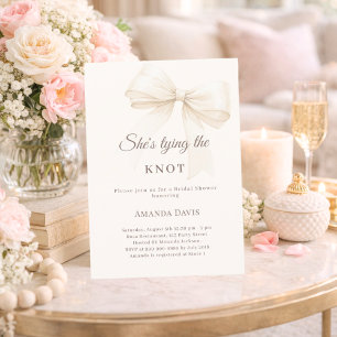 Ivory tying the knot bow Bridal Shower invitation