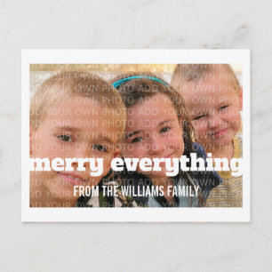 Ivory Typography Merry Everything Photo Postcard