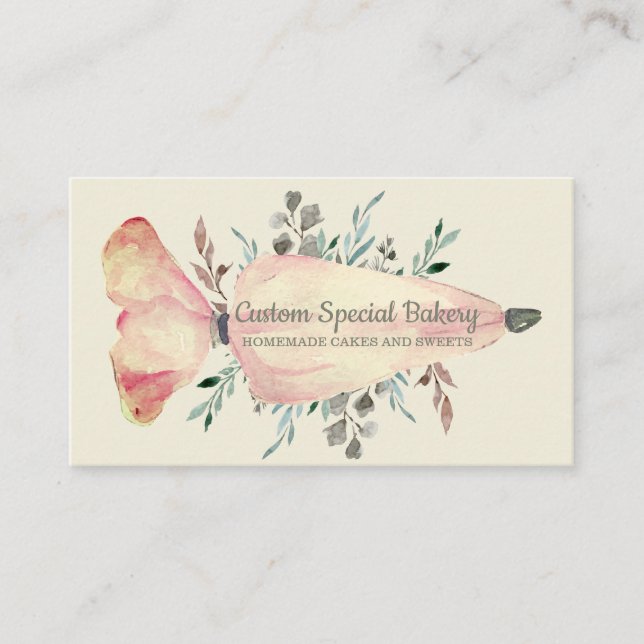 Ivory Vanilla Bakery Flowers Cake Pastry Business Card (Front)