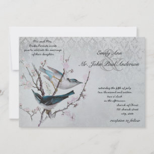 Ivory Vintage Bird Cage Love Birds Invitation