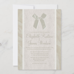 Ivory Vintage Bow & Linen Wedding Invitations
