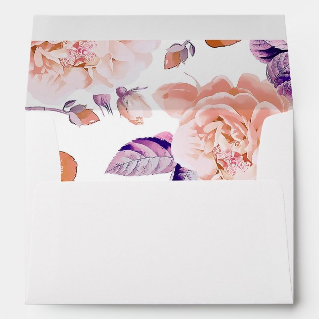 Ivory vintage flowers pattern wedding envelopes (Back (Bottom))