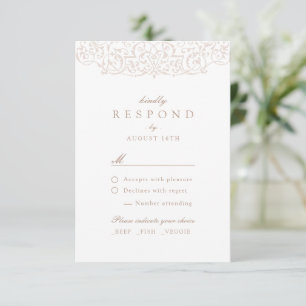 Ivory Vintage Ornate Classic Wedding RSVP Card
