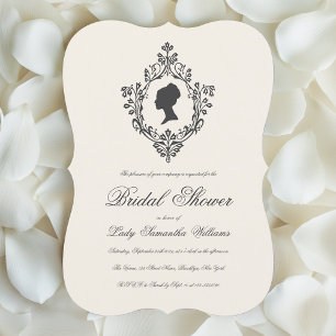 Ivory Vintage Regency Lady in Crest Bridal Shower Invitation