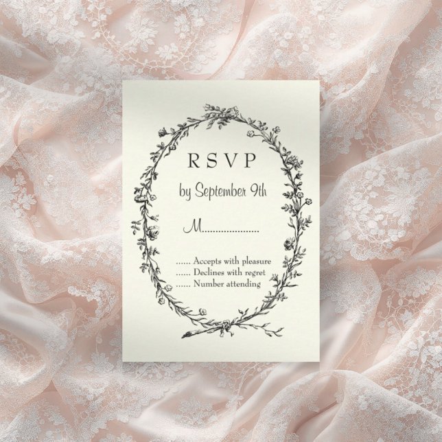 Ivory Vintage Wedding Invitation RSVP Card (Creator Uploaded)