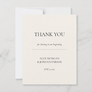 Ivory Vow Minimalist Wedding Thank You Card