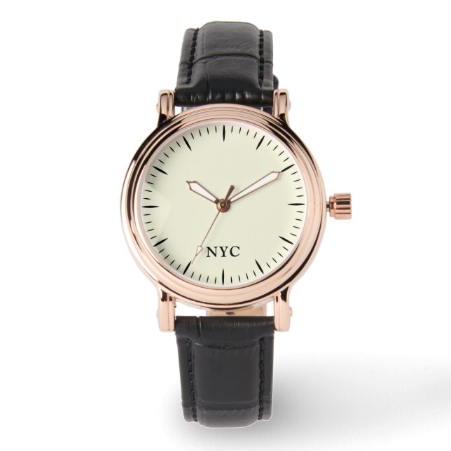 Ivory Watch with Custom Text and Classic Style (Front)