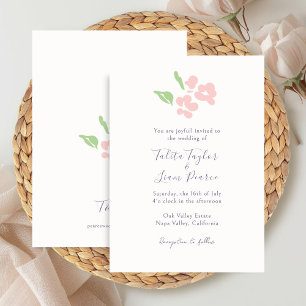 Ivory Watercolor Blush Floral Script Wedding Invitation