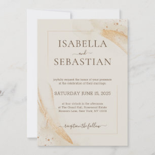 Ivory Watercolor Elegant Wedding Invitation