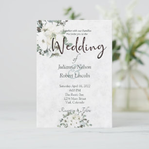 Ivory watercolor floral wedding invitation