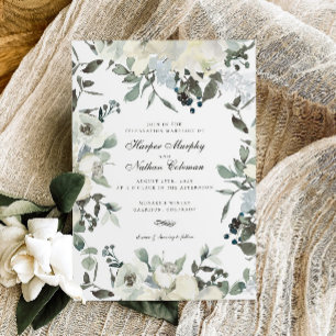 Ivory Watercolor Floral Wedding Invitation