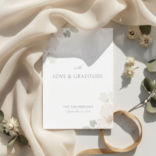 Ivory Watercolor Flower Wedding Thank you Card