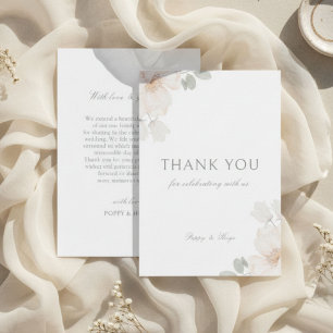 Ivory Watercolor Flower Wedding Thank you Card