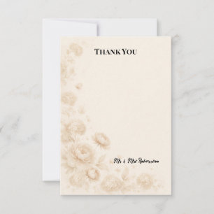 Ivory Watercolour Peony Hydrangea Wedding Thank You Card
