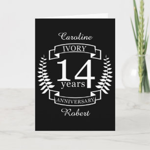 Ivory wedding anniversary 14 years card