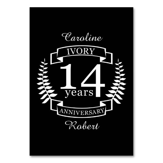 Ivory wedding anniversary 14 years card