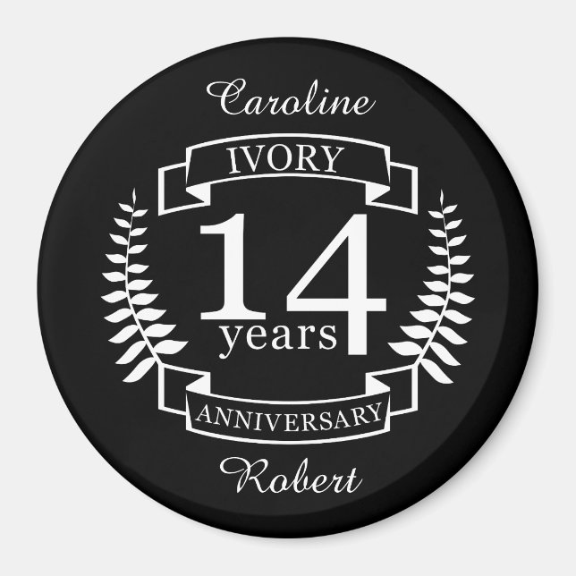 Ivory wedding anniversary 14 years magnet (Front)
