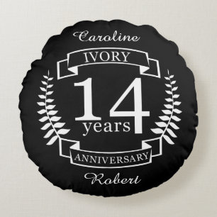Ivory wedding anniversary 14 years round cushion