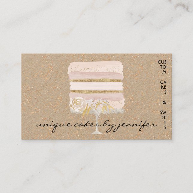 Ivory Wedding Cakes Floral Bakery Pastry Business Card (Front)