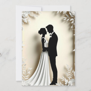 Ivory Wedding Couple Floral Border Scene Invitation